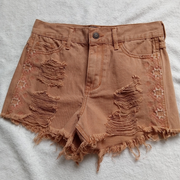 Hollister High-rise Embroidered Front Cutoff Short Shorts size 0/24 - Picture 5 of 6